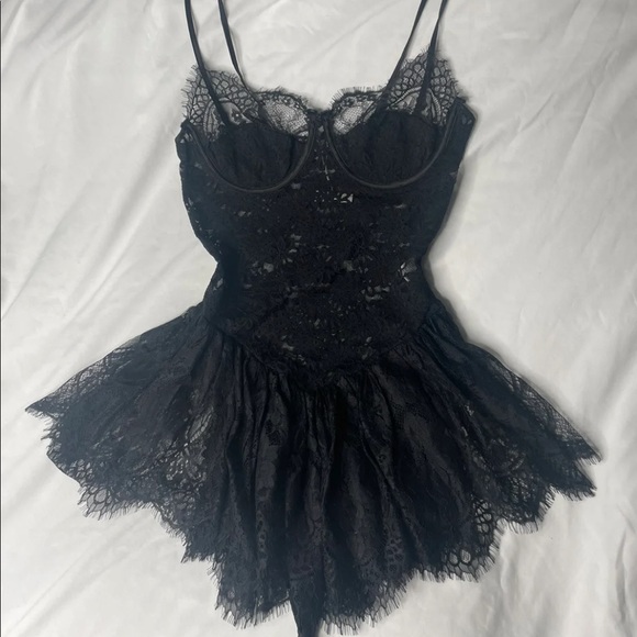 SOLD - Black Lace Corset Style Madonna Dress - Picture 4 of 6